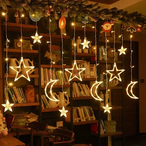 . Lámpara Led Solar Tipo Cortina Con Forma De Luna,