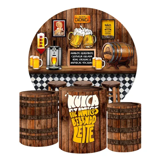 Kit Painel Redondo + Trio Cilindros Capas Boteco