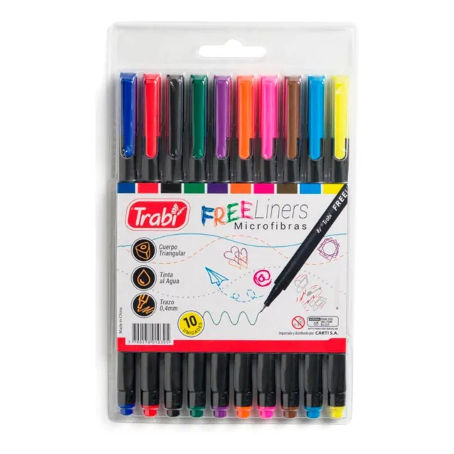 Marcadores Microfibra X10 Free Liner Clasico Trabi