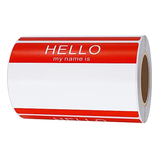 Hello My Name Is Red Name Tag Identification Stickers 3...