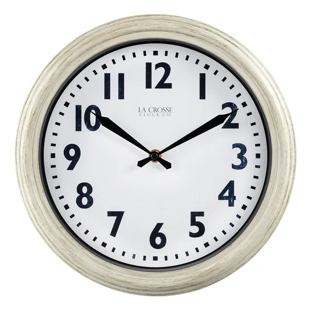 Lacrosse Reloj Pared Cuarzo Blanco Antiguo In