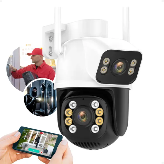 Câmera Segurança Externa Lente Dupla Wifi Rastreamento