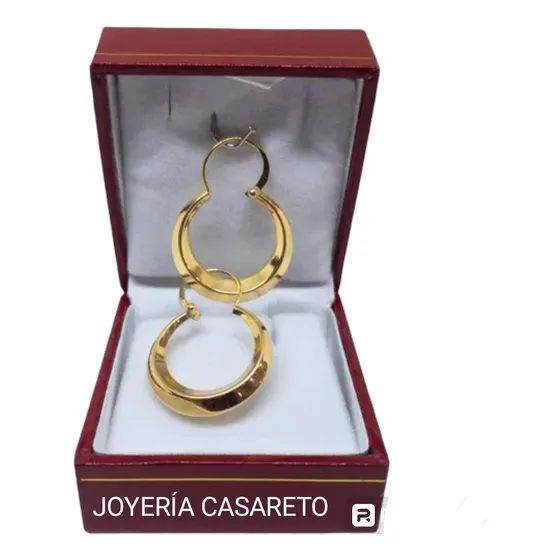 Aros Criollitos Oro 18k 2.5cm X 1.4cm Joyería Casareto