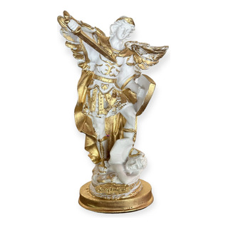 Imagem São Miguel Arcanjo Branco E Dourado 20cm Resina Imagem São Miguel Arcanjo Branco E Dourado 20cm Resina