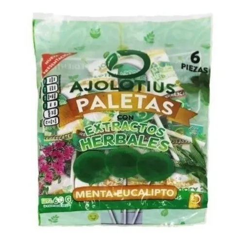 Paletas Ajolotius Herbales Menta Eucalipto 6 Piezas