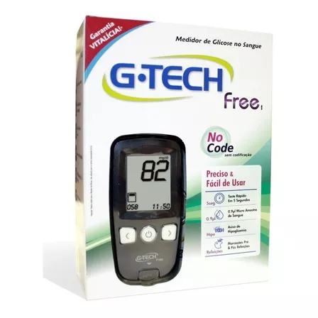 Kit Medidor De Glicemia Completo Para G-tech Free Preto