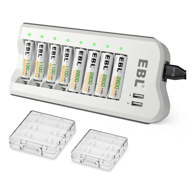 Cargador De Batería Ebl C9041uw De 8 Compartimentos Con 4 Aa