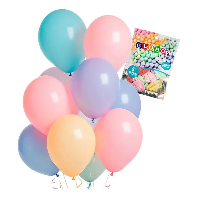 Pack 50 Globos Lisos Pastel Surtido R9 25 Cms - Cumpleaños