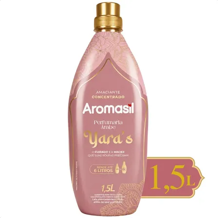 Amaciante de Roupas Concentrado Aromasil Yara's 1,5L Perfume Duradouro Árabe Produto para Lavagem de Tecidos e Roupas Macias