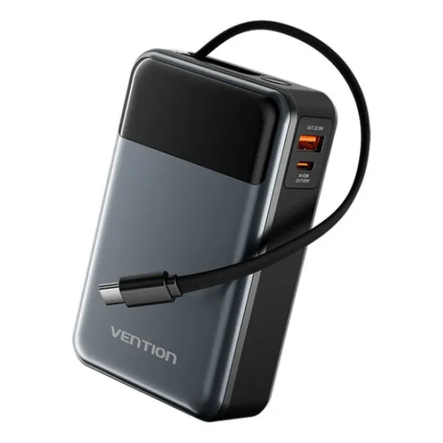Power Bank Cargador Portatil Vention 20000mAh Bateria Carga Rapida 65w con Pantalla Conector USB C USB Cable Lightning USB CFHYB0