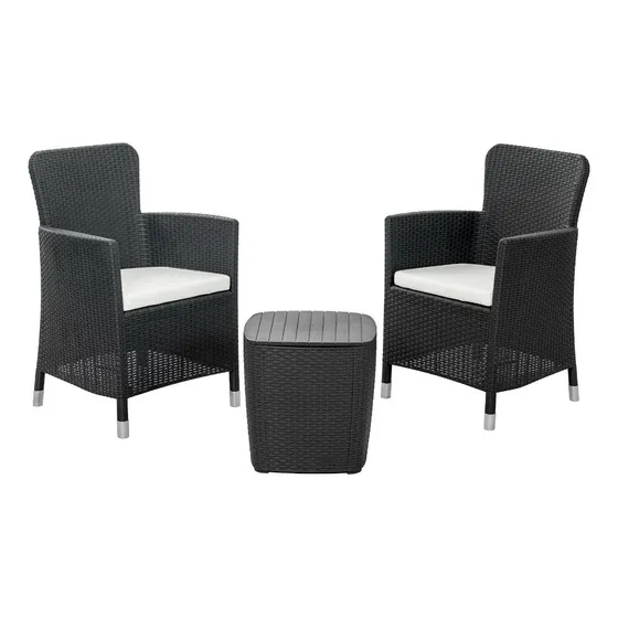 Juego De Sala Exterior Para Jardin Tipo Rattan 2 Puestos Mq Color Gris