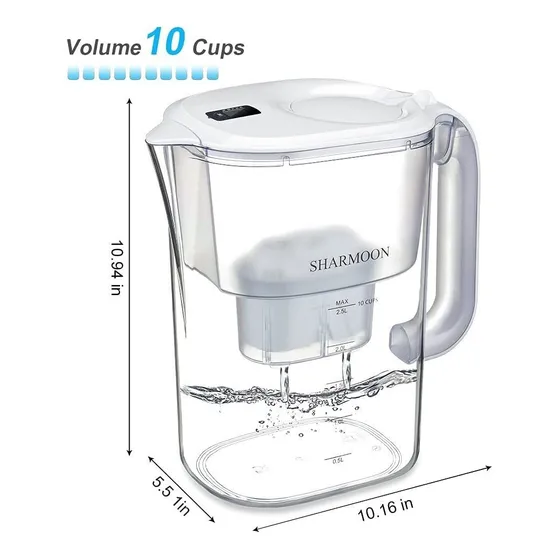 Wave Large Water Filter Long-life Chubby Pitcher With 1