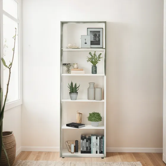 Biblioteca Estantería Bertolini En Mdp 60cm 5 Estantes Menta
