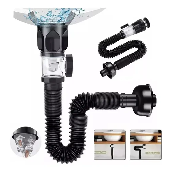 Desagüe Lavamanos Antiolor Push Flexible Universal Baño Kit