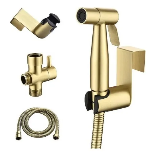 Kit De Ducha Higiénica Metálica Gatilho Mangueira Dourado 4