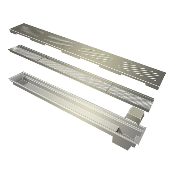 Ralo Inox Grelha Linear 100x15 C/ Cesto Coletor Sifonado