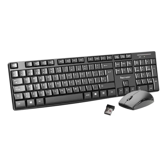 Kit Teclado Y Mouse Inalambrico Tecmaster Multimedia 100512 Color Del Teclado Negro