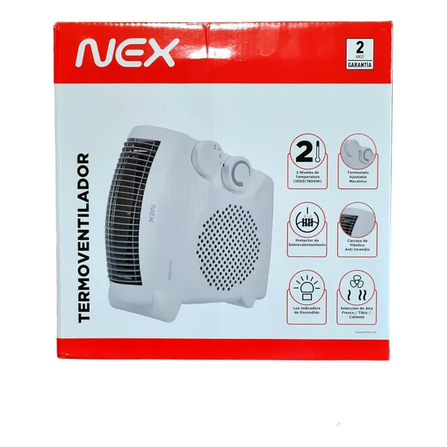 Termoventilador Nex 1900w 2 Niveles Con Luz Anti Incendio 
