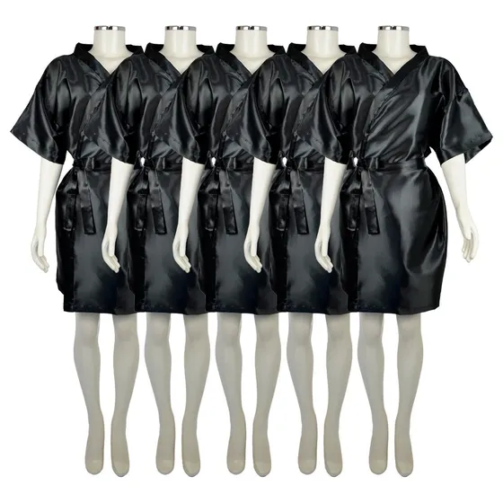 Roupão / Kimono De Cetim Noiva / Salão De Beleza Kit C/ 5 