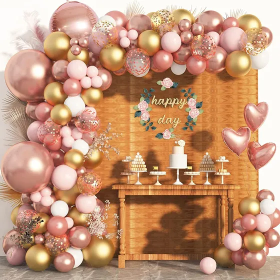 150pcs De Oro Rosa Arco De Globos Set Para Fiesta De Boda