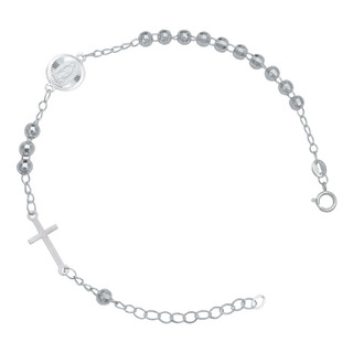 Pulsera Ajustable Mist Cruz Virgen Bola Diamantada Plata 925 Pulsera Ajustable Mist Cruz Virgen Bola Diamantada Plata 925