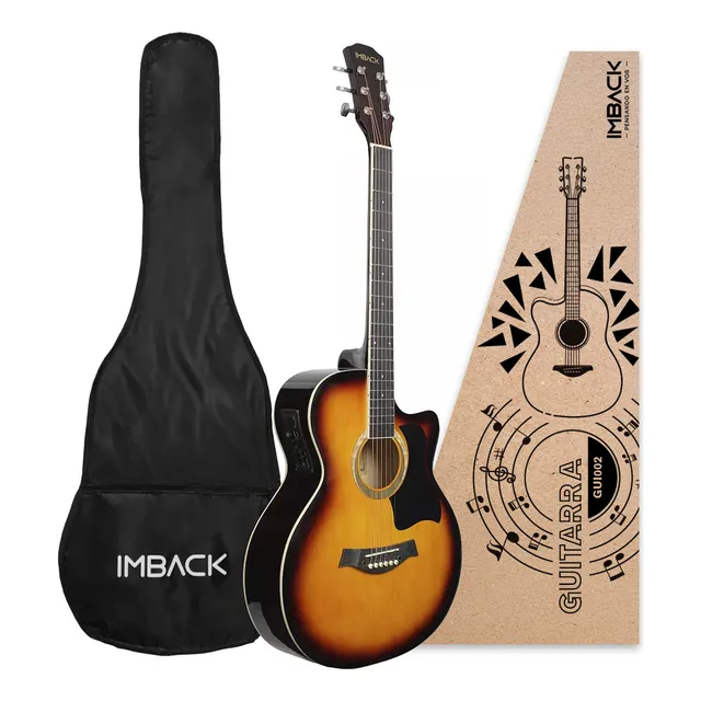 Guitarra Electro Acustica tamaño 4/4 39 para Diestros con Funda y Equalizador clasica IMBACK Color Cedro