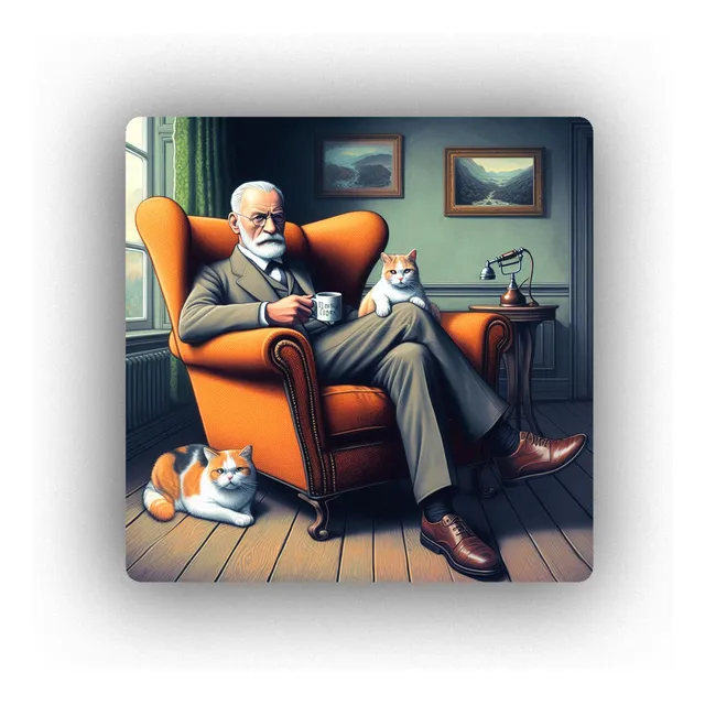 Mousepad Freud Psicologo Genio Con 2 Gatos Mental