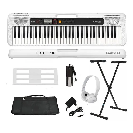 Kit Teclado Casio Casiotone Ct-s200 61 Teclas Branco