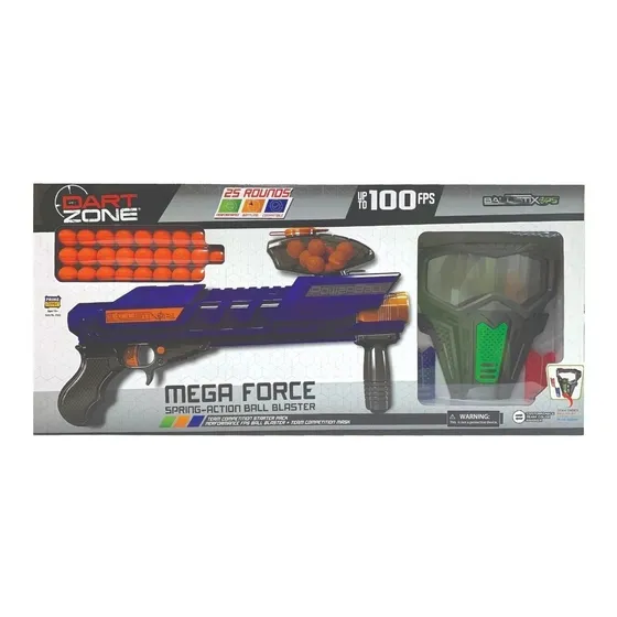 Pistola Mega Force Ball Blaster Con Máscara Compatible Nerf
