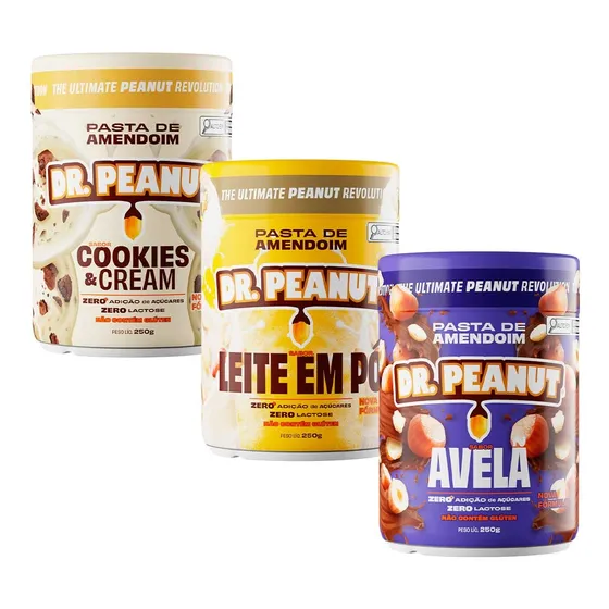 Pasta De Amendoim Zero Lactose Dr Peanut - 250g - 3 Sabores