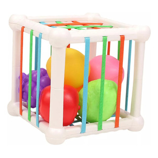 Caixa Sensorial Com Corda Elástica Colorida, Formato De Cubo Caixa Sensorial Com Corda Elástica Colorida, Formato De Cubo