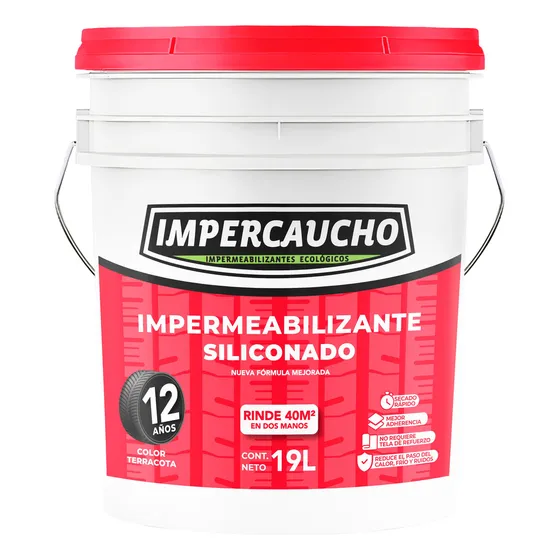 Impermeabilizante Impercaucho Ecologico 12 Años Cubeta 19 Lt Terracota