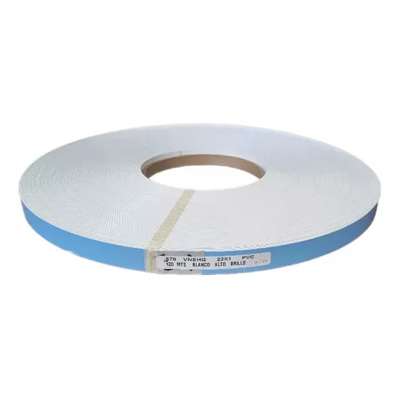 Cubrecanto Blanco Brillante 22 Mm Pvc 0.45 Mm 100 Mts.