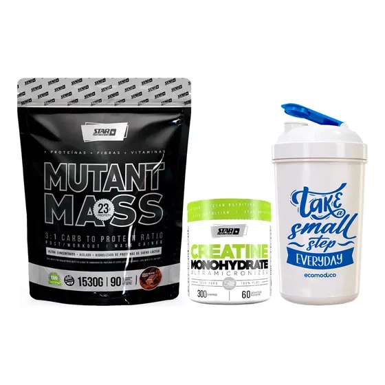 Mutant Mass 1,5 Kg + Creatina 300g + Vaso Star Nutrition Sabor Chocolate