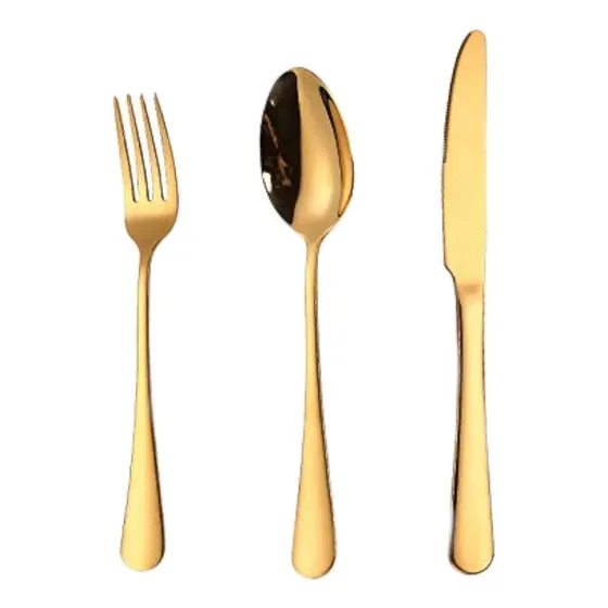 Juego De Cubiertos Dorados Tenedor Cuchillo Cuchara 18 Pcs
