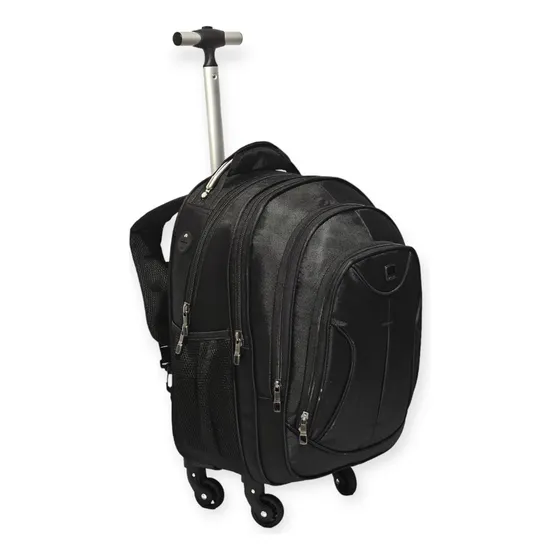 Mochila Rodinhas 360 Grau Escolar Mochilete De Bordo Viagem Cor Preta
