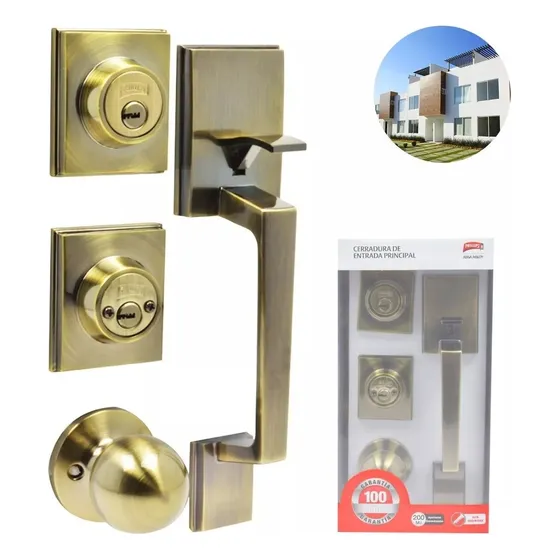 Cerradura Puerta Principal Gatillo Llave-llave Laton Antiguo