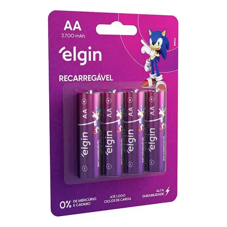 Pilha Aa Elgin Recarregável 82175 Cilíndrica Kit De 4 Unidades 2700 Mah