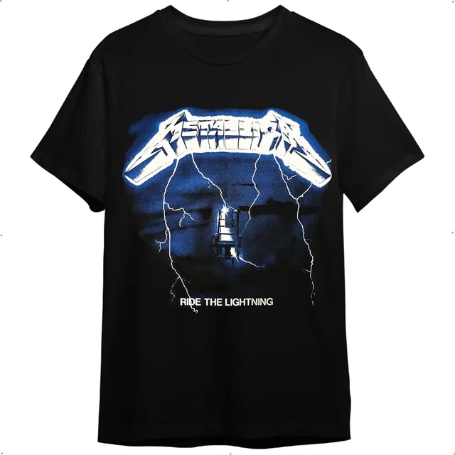 Camiseta Metallica Ride The Lightning Banda De Rock Preta Un