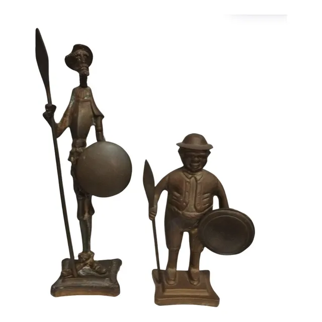 Figura Escultura De Bronce Don Quijote Y Sancho Panza 29cm