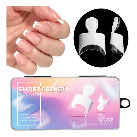 Puntas De Uñas Francesas Forma De Media Luna Blanca 120pz