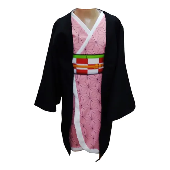 Cosplay Nezuko Completo Disfraz Full Kimono Capa Bambu Cinto