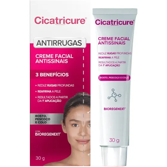 Creme Facial Cicatricure Antirrugas 30g - Rosto e Corpo e BioRegenext