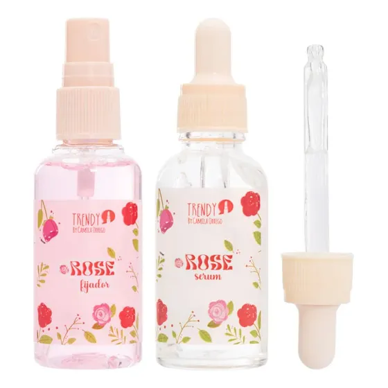 Kit Primer + Fijador Maquillaje Trendy Extracto Rosas