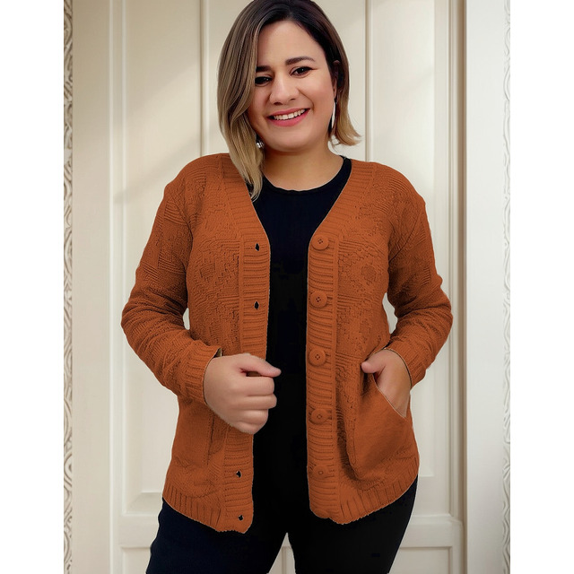 Casaco Basico Botões Tricot Inverno Casaco Basico Botões Tricot Inverno
