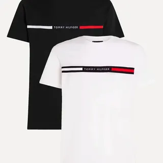 Tommy Hilfiger Kit Camisetas Tommy Hilfiger Chest Insert Branca/preta 2un