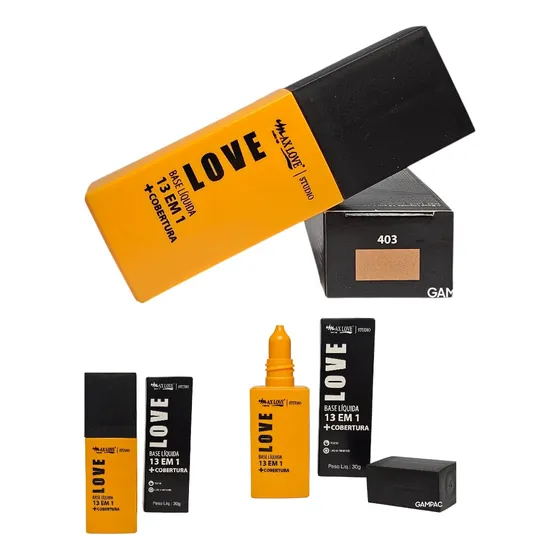 Base de maquiagem líquida Max Love Love Base Líquida 13 em 1 + Cobertura tom 403
