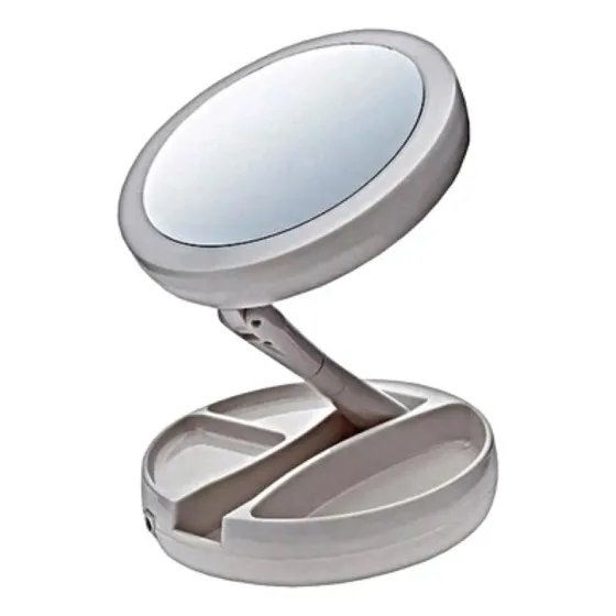 Espejo Doble Plegable Con Luz Led Maquillaje