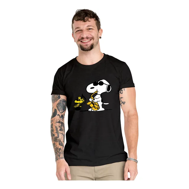 Polera Snoopy Woodstock Jazz Peanuts Algodon Organico Wiwi