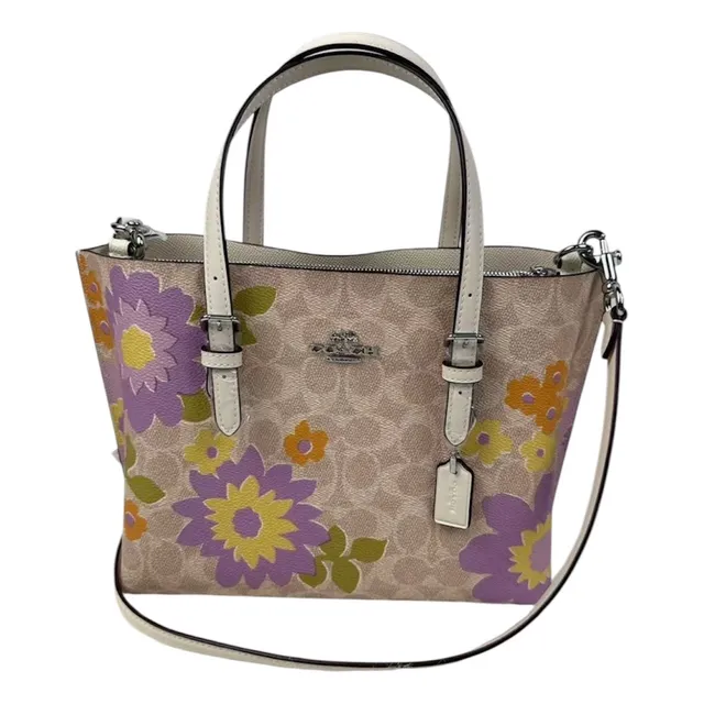 Bolsa Crossbody Mollie Coach Monogram Flores Original Multi Monogram Níquel Crema